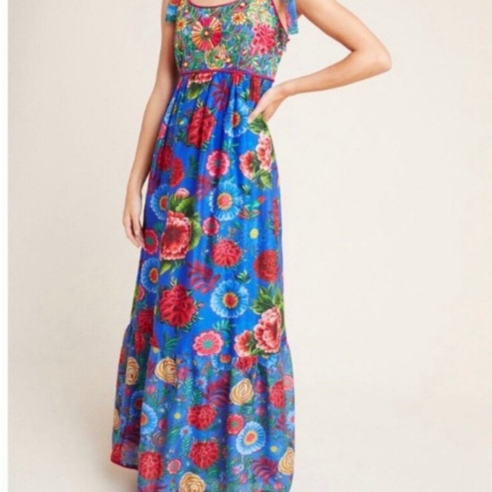 Floral Maxi Dress in Blue and Red